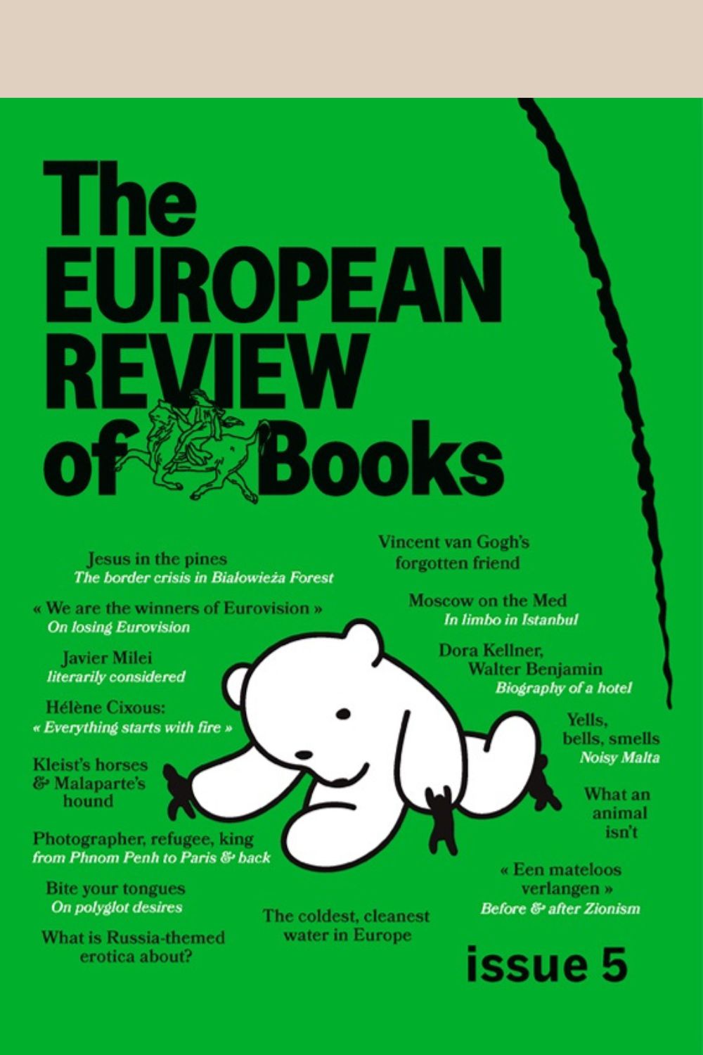 European Review of Books Issue 5 cover (green with teddy bear vignette)