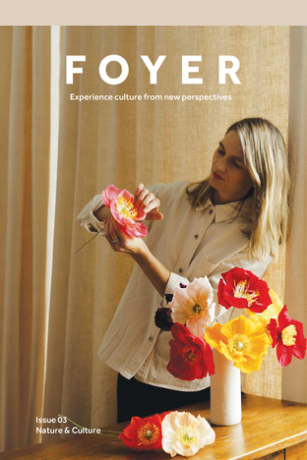 Foyer Issue 3 magazine cover (women with paper flowers)