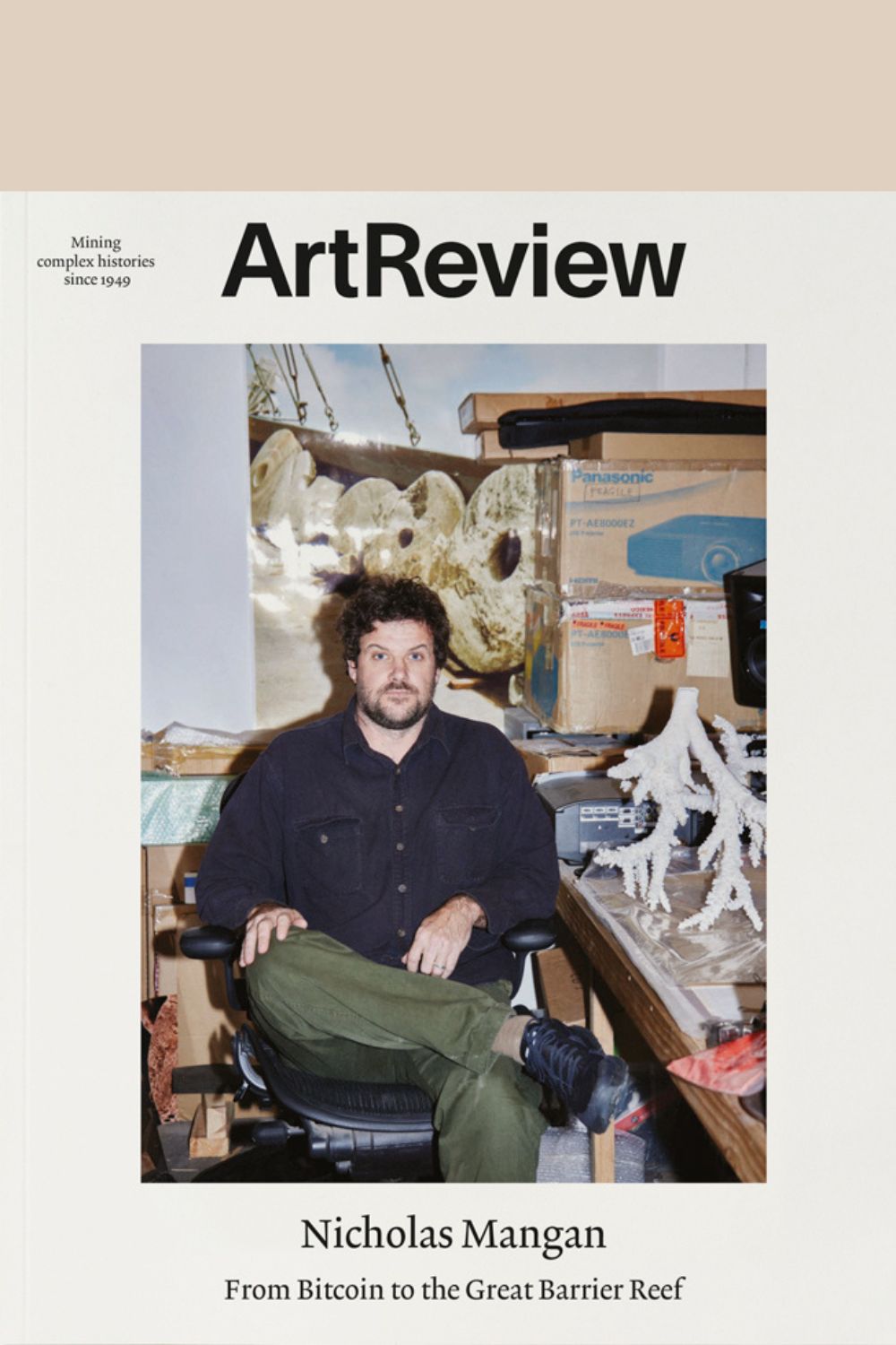 ARt-Review-May 2024 cover - artist Nicholas Mangan in his studio