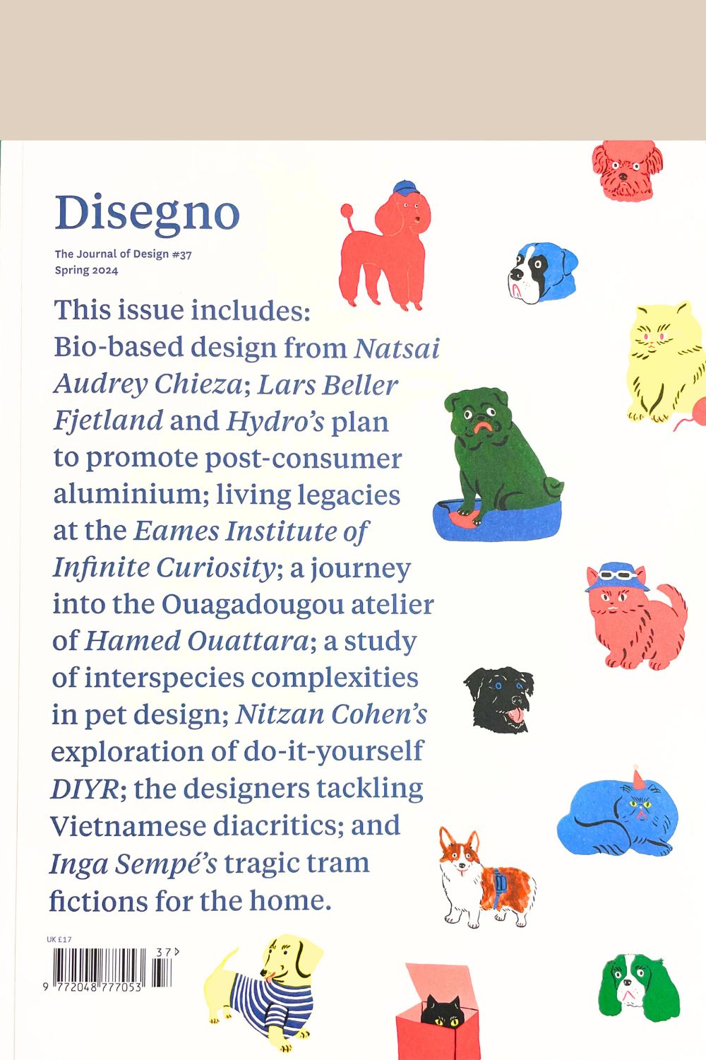 Disegno Issue 37 cover (text on white background with cat and dog illustrations)