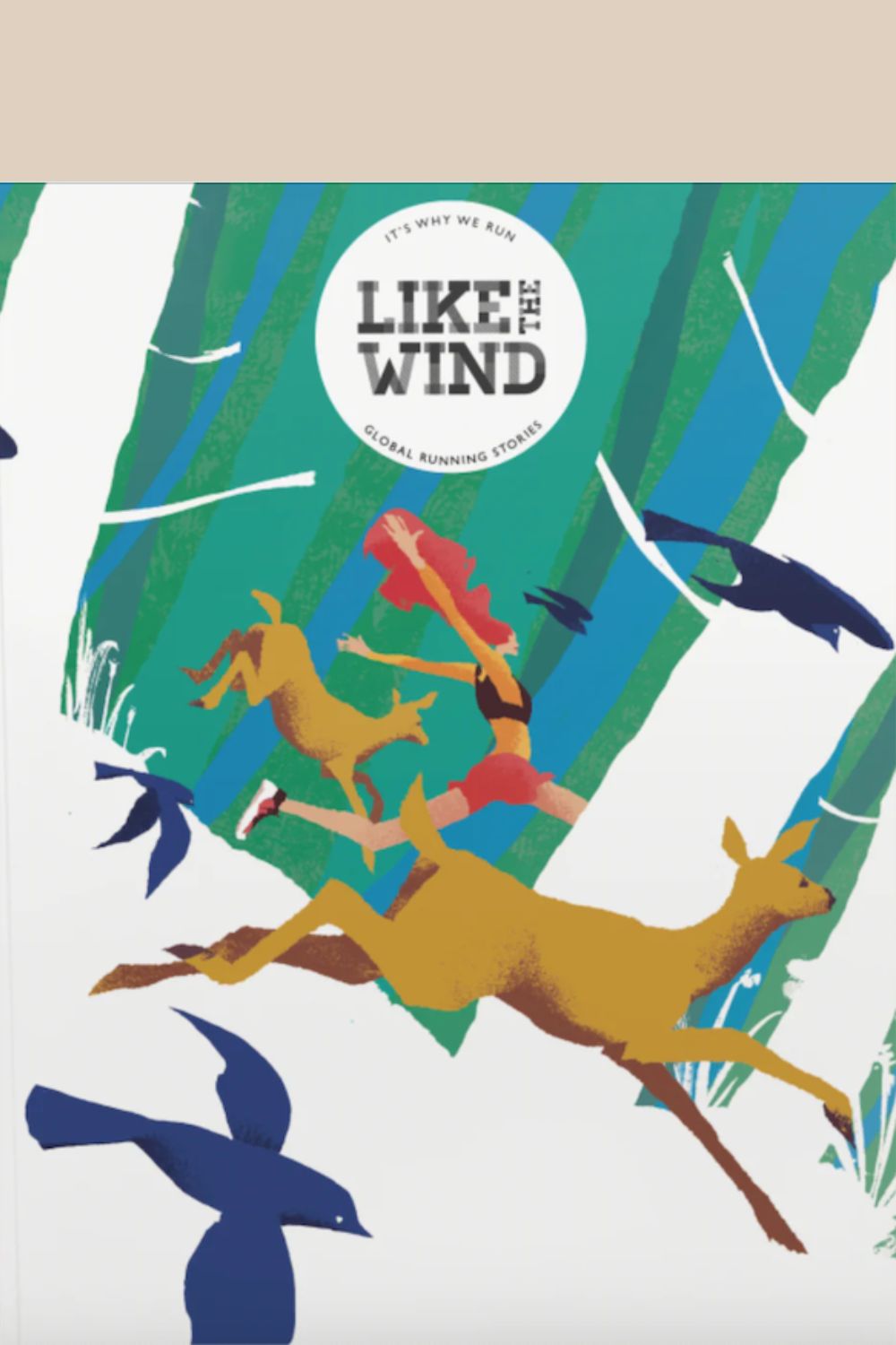 Like The Wind magazine cover #39 with illustrated female runner with birds and deer