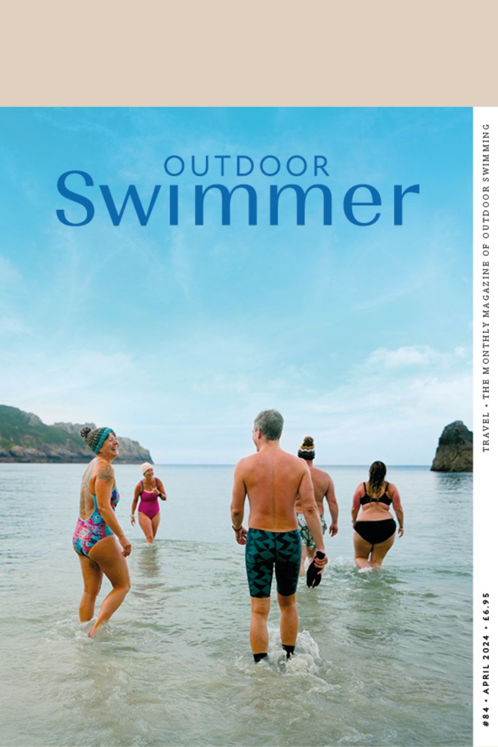 Outdoor Swimming #84 cover (five adults wading in the sea)