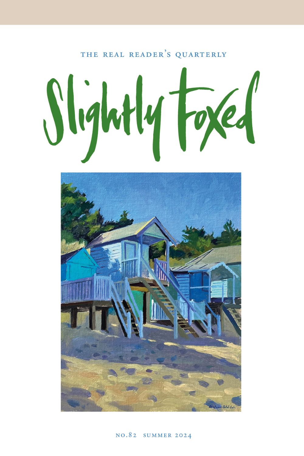 Slightly Foxed Issue 82 cover (beach cabin illustration)