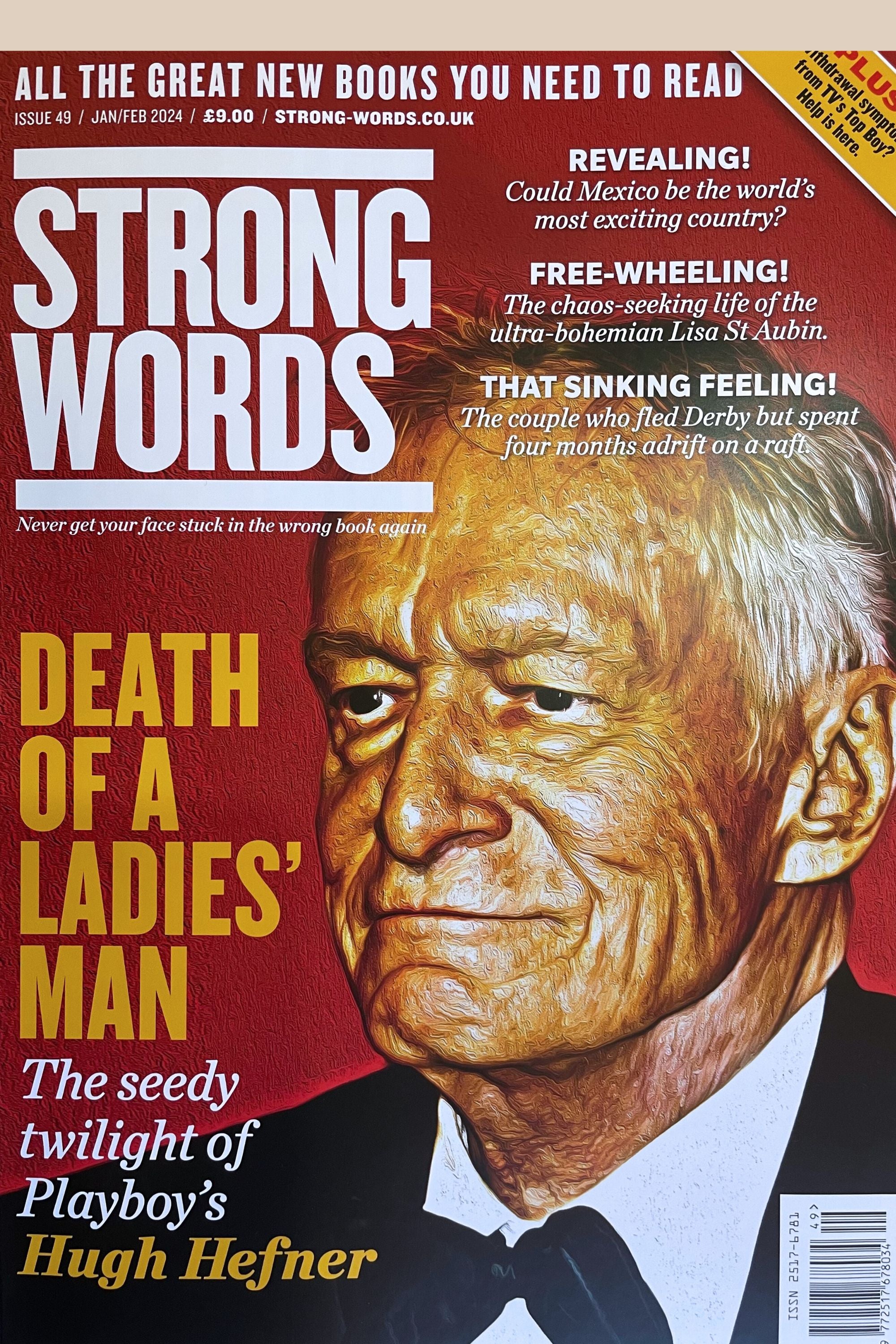 Strong Words Magazine Issue 49 cover with Hugh Heffner