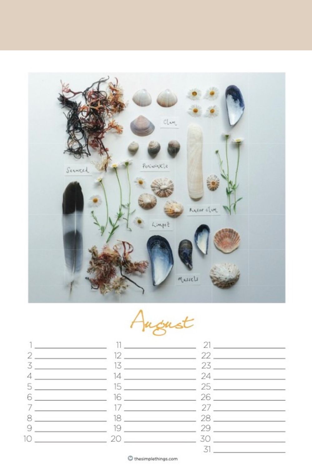 The Simple Things Nature Tables Calendar