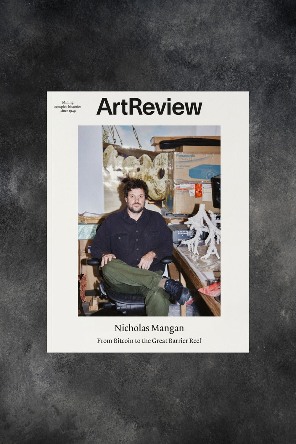 ARt-Review-May 2024 cover - artist Nicholas Mangan in his studio