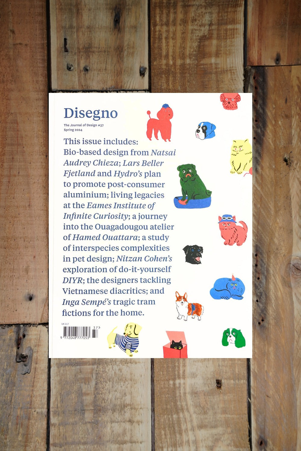 Disegno Issue 37 cover (text on white background with cat and dog illustrations)
