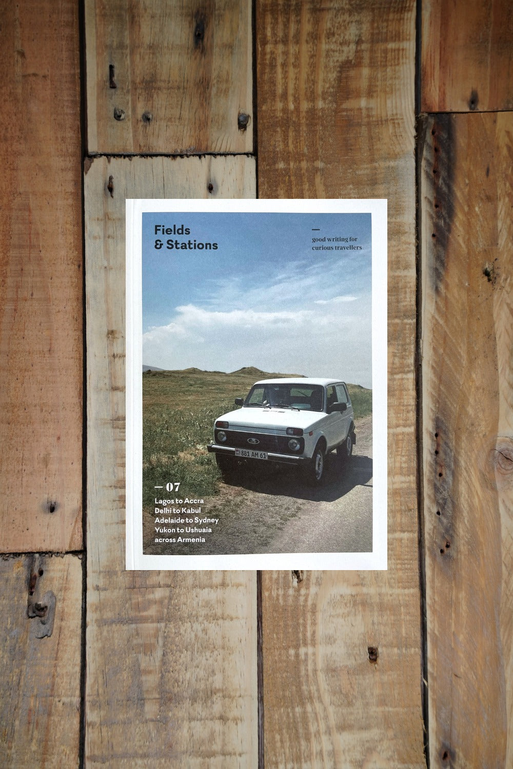 Fields & Stations Issue 7 cover (car on the side of a country road)