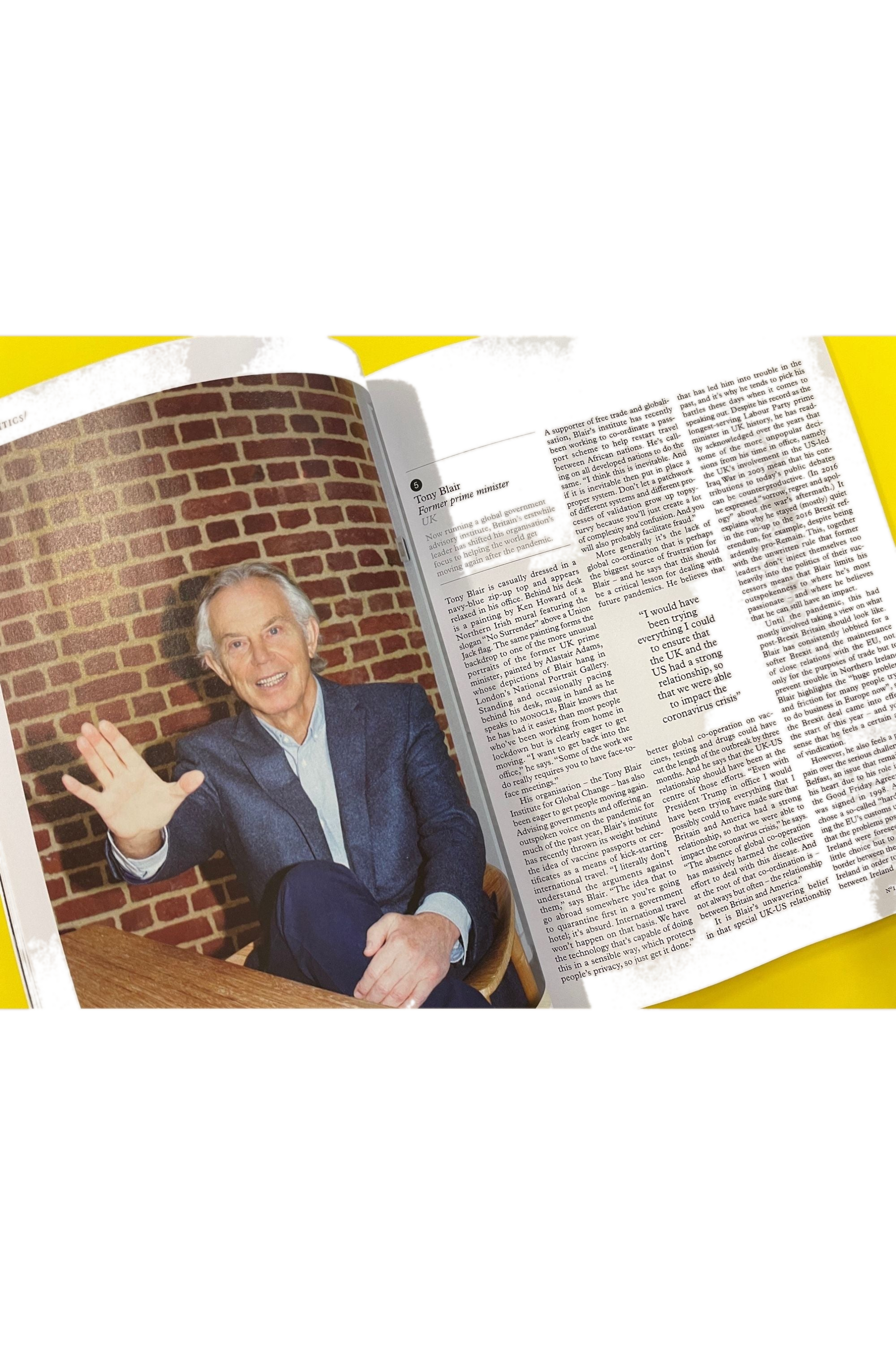 Monocle Magazine Issue 142 Tony Blair article